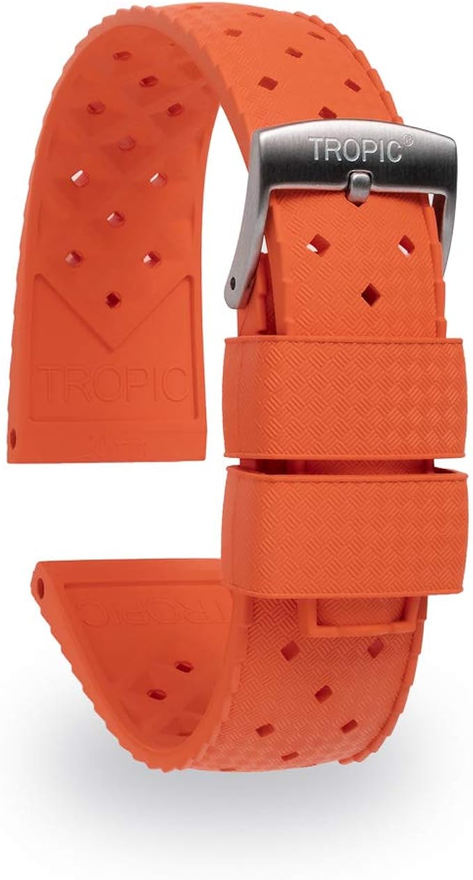 Tropic Rubber Watch Band, (Dive Watch Strap) (20mm, Orange)