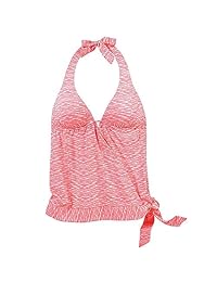 Tankini para dama con espalda cruzada y rayas