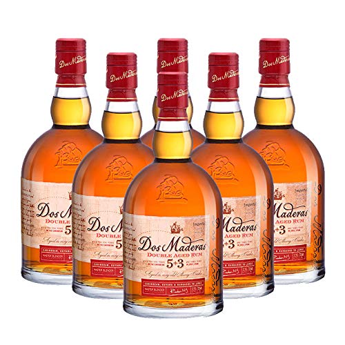 Rum Dos Maderas 5 + 3 von 70 cl - Hergestellt in der Karibik und in Jerez - Bodegas Williams & Humbert (6 Flaschen)