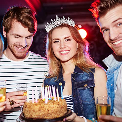 Birthday Crown for Women Happy Birthday Queen Sash Crystal Birthday Tiara Crowns for Girls Rhinestones Headband Gift Party Birthday Decoration Set (Silver) Summer