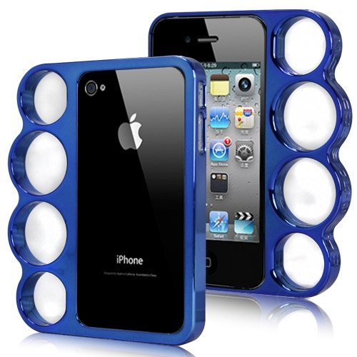 eFuture(TM) Creative Lord of the Rings Machine Cut Knuckle Bumper Case Cover for Apple iPhone5 5G ( Blue ) +eFuture's nice Keyring