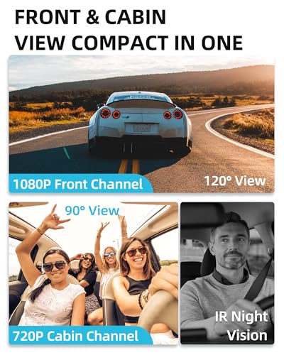 4G WiFi ADAS Dash Cam Front and Inside, Remote Monitor Live Video Car Dual Dash Camera, 1080P Dashcam with GPS, 24H Loop Recording, Night Vision, G Sensor, Geo Fence, Fuel Cut off, SOS Key - JC261P