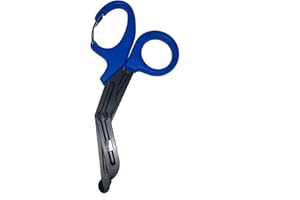 IMKRC Bandage Shears Scissors EMT and Trauma Shears, Bent Stealth Black Coated for Nurses, Students, Emergency Room (19cm, Blue)