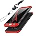 AICase Galaxy S8 Case, 3 in 1 Ultra Thin and Slim Hard PC Case Anti-Scratches Premium Slim 360 Degree Full Body Protective Cover for Samsung Galaxy S8 Case (5.8'')(2017) (Red&Black+Lanyard)