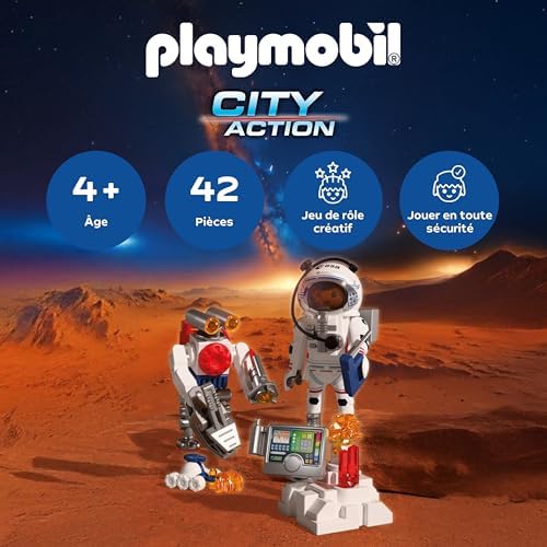 Espace Astronaute de l'ESA avec Robot, avec Engin martien, Station d'analyse et 3 échantillons de Roche, Exploration Spatiale, Coffret de Jeu de Haute qualité, À partir de 4 Ans, 72014