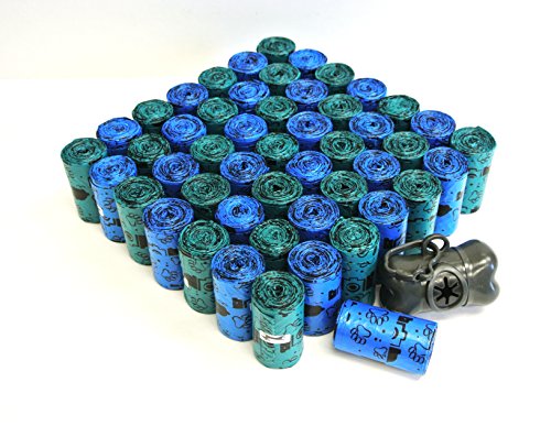 Spotty 1000 Count Disposal Handle Tie Bags, Teal, Blue and Gray