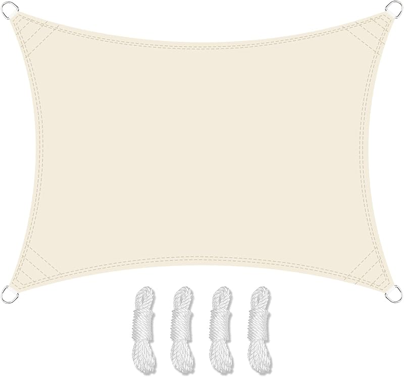 Teynewer Rectangle Shade Sail 3x4m Cream UV 98% Water-Resistant