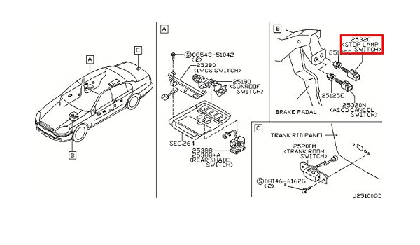 Amazon Com Infiniti 25320 4m400 Brake Light Switch Automotive