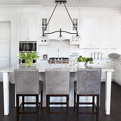 LOG BARN A03297 Farmhouse Style Island Lighting, 3-Light Linear Chandeliers Kitchen Light Fixture with Glass Shades