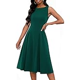 FANDEE Women's Sleeveless Cocktail Dress Vintage A Line Fit and Flare Elegant Midi Dresses for Women with Pockets