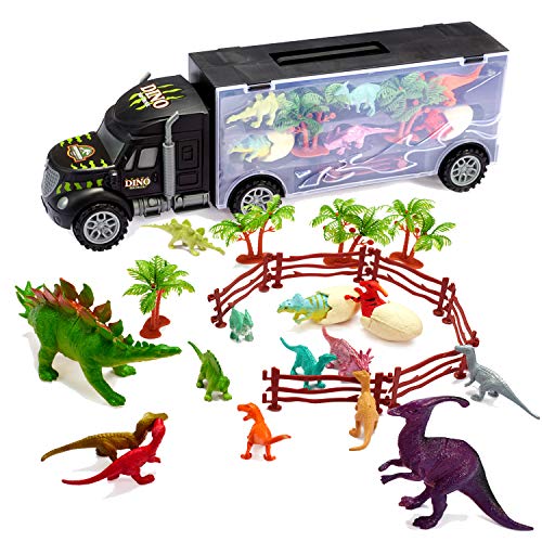 image for Tuko Car Toys Die Cast Dinosaurs Transport Carrier Truck Playset - Jur