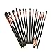 Kolight 15pcs Cosmetic Makeup Brushes Set Powder Foundation Eyeshadow Eyeliner Lip Brushes for Beautiful Female (Black+Gold Rose)