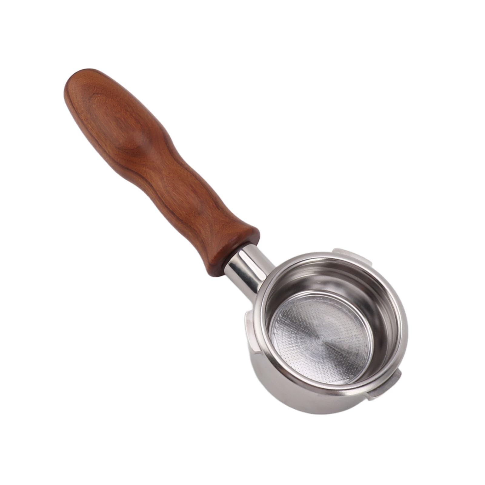 58mm 3 Ears Stainless Steel Bottomless Portafilter Wooden Coffee Handle Cup Filter Basket Replacement for Barsetto Symmetrical Coffee Machines, Detachable and Easy to Clean (D
