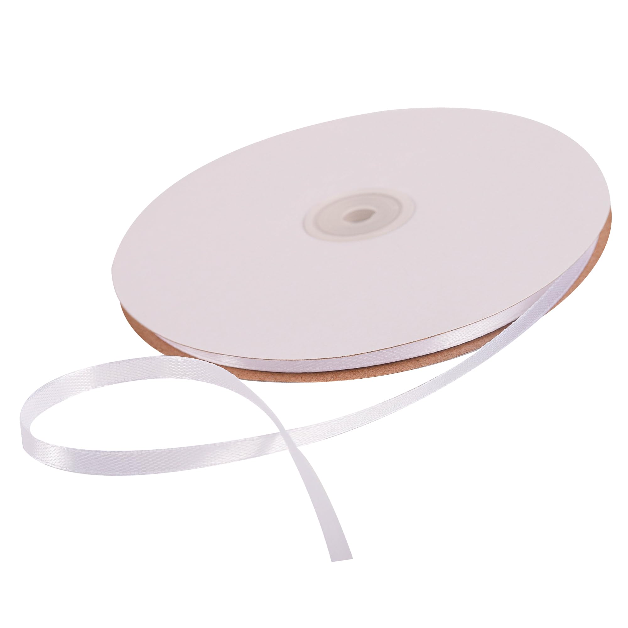 6mm White Ribbon for Gift Wrapping 91M,White Satin Ribbon Fabric 6mm Wrapping String for Crafting Hair Bow Christmas Cake Wedding Party Balloon Car Ribbon Decoration