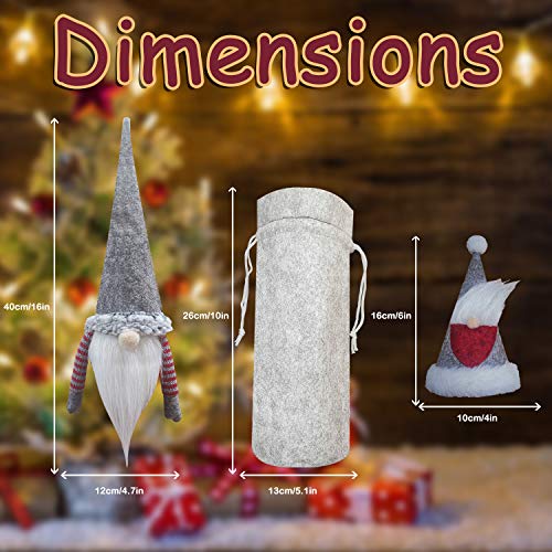 XIRGS Christmas Gnomes Wine Bottle Cover and Cutlery Organizers 6 Pack, Handmade Knife and Fork Cover, Wine Bottle Toppers Santa Claus Wine Bag with Drawstring, Christmas Decoration Holiday (6 pack)