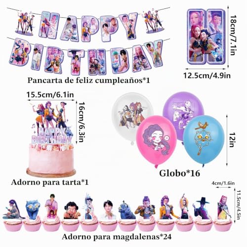 46 Pieces Hunte Birthday Decoration, Hunte Merch with Happy Birthday Banner, Letter Balloons and Cake Topper, Party Decoration Dem0 for Fans and Birthdays