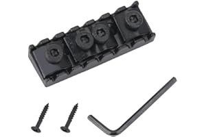 VGEBY 7 String Locking Nut, 48mm Electric Guitar Parts String Nut, Black Zinc Alloy, Slotted, 1 Piece