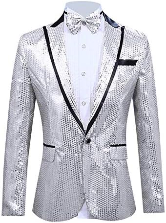 Slim Suit for Men Big Sale-Jiayit Men's Slim Suit Blazer Sequins Host Party with Bow Tie