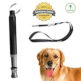 Dog Whistle to Stop Barking - Barking Control Ultrasonic Patrol Sound Repellent Repeller Adjustable Pitch in Black Color with FREE Premium Quality Lanyard Strap - Train Your Dog