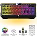 [Upgraded 2020] Gaming Membrane Keyboard with Mechanical Feel Clicks, LED RGB Backlight 104 Keys + 8 Multimedia & Ergonomic Stand - Anti-Ghosting, Palm Rest - for PC/MAC/Computer/Desktop Pro Gamers