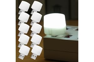10PCS Portable Mini USB Bedroom Bedside Night Lamp Plug-in Round Computer Mobile LED Eye Protection Reading Light,White Light