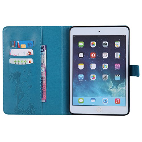 iPad Mini 2 Mini 3 Case, LittleMax(TM) Lightweight PU Leather Flip Stand Embossed Bird & Butterfly & Girl Case Smart Cover with Auto Wake / Sleep for Apple iPad Mini 3/2/1 -#3 Blue - Thumbnail 7