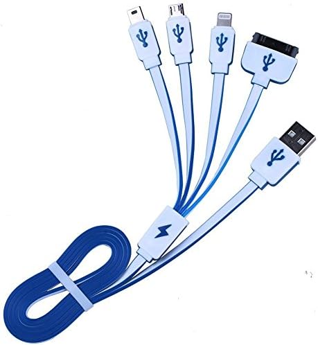 Vinso Tech USB Cable, 4 in 1 Multiple Charging Cable Adapter Connector with 8 Pin Lighting / 30 Pin / Mini-USB / Micro USB Ports for iPhone 6, 5, 4, iPad 4,3,2,Air,Galaxy S4, S5, and More(Black-White)