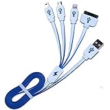 Vinso Tech USB Cable, 4 in 1 Multiple Charging Cable Adapter Connector with 8 Pin Lighting / 30 Pin / Mini-USB / Micro USB Ports for iPhone 6, 5, 4, iPad 4,3,2,Air,Galaxy S4, S5, and More(Black-White)