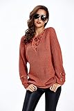 Apparel Women's Long Sleeve Lace Up Knit Pullover Sweater Dress Top