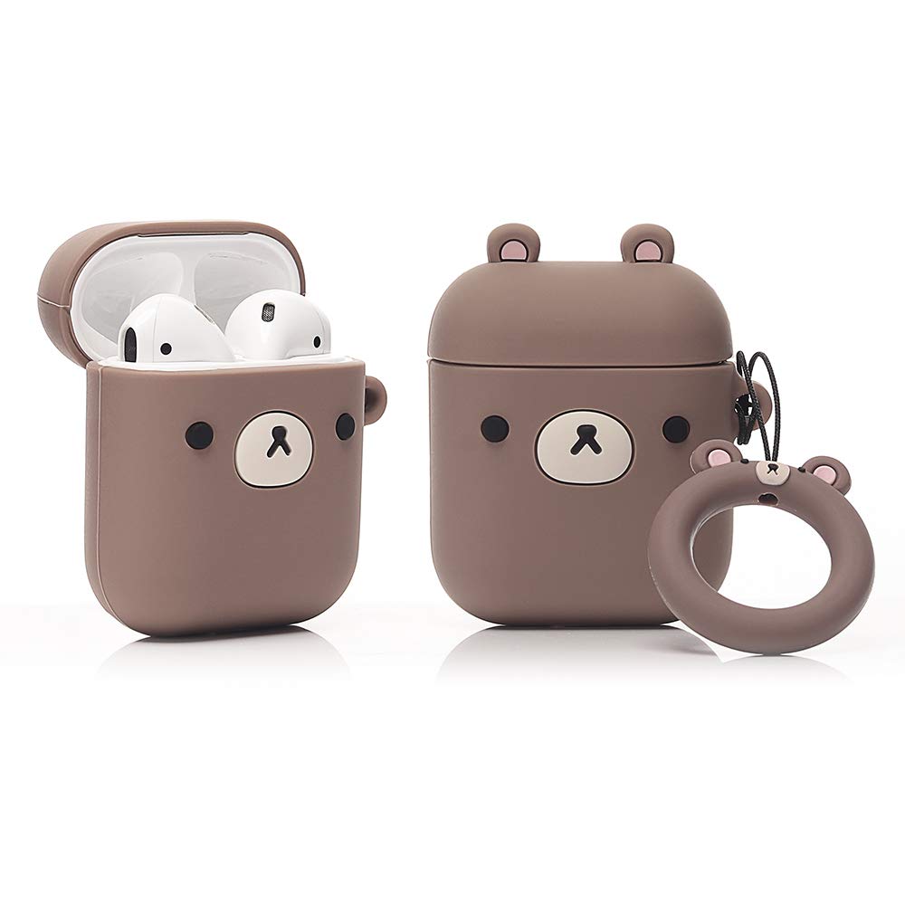 YIGEYI Silicone Case Compatible with Airpods 1&2 Funny Cute 3D Cartoon Cover [Cute Animal Pet Series] (Small Brown Bear)