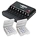Ansmann Individual Cell Battery Charger Powerline 8 for NiMH Rechargeable Batteries AAA & AA with USB Port for Smartphone - 8 Bay Universal recharger Plus 8-Pack maxE PRO Double A Batteries & 2 Boxes