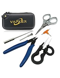 Vapker Kit de herramientas 6 en 1, juego de herramientas multifuncional, 6 piezas de cada kit de enganche/pinzas de cerámica/alicates de punta de aguja/destornillador de estilo T/tijeras plegables de acero inoxidable