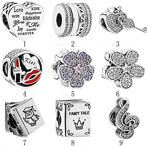 Password Book - Authentic 925 Silver DIY Jewelry Fairy Tale Book Daisy Spinning Love Lock Music Treble Kiss Charms fit Lady Bracelet Bangle
