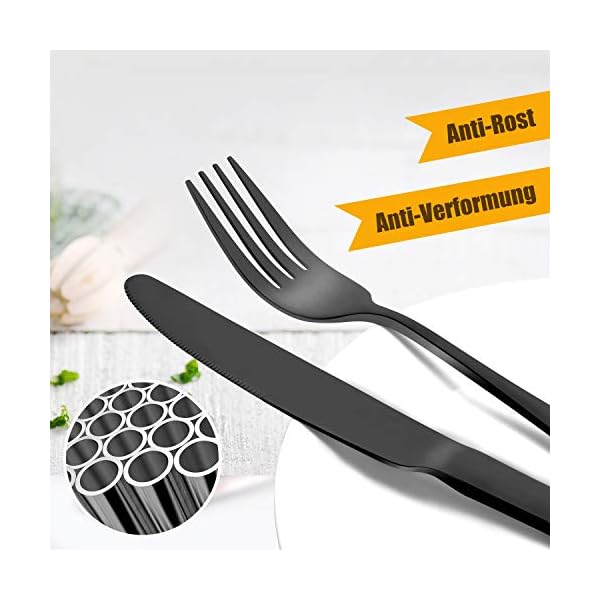 Black-Cutlery-Set-Elegant-Life-20-Piece-Flatware-Silverware-Set-Stainless-Steel-Knives-Forks-Spoons-Tableware-Mirror-Finish-Smooth-Edge-Service-for-4Black Black Cutlery Set, Elegant Life 20-Piece Flatware Silverware Set, Stainless Steel Knives Forks Spoons Tableware, Mirror Finish, Smooth Edge, Service for 4.(Black)
