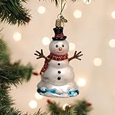 Old World Christmas Mr. Melting Snowman Glass Blown Ornament for Christmas Tree, Handcrafted Holiday Decoration, Snowman Collection