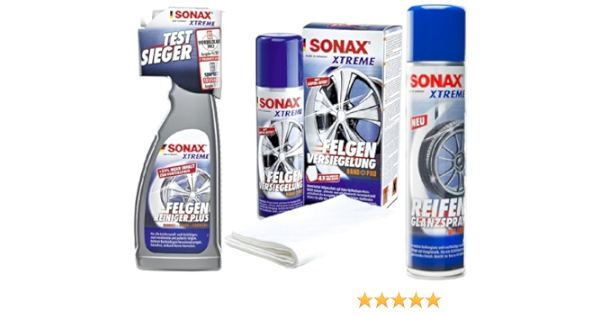 SONAX Xtreme Llantas y neumáticos Set – Llanta Limpiador, Sellado, Brillo Spray