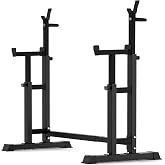 BARWING Adjustable Squat Rack, 1250 LB Barbell Stand for Home Gym | Height &amp; Width Adjustable Barbell Rack with Weight Plate Storage for Bench Press, Squats, Dips and Home Strength Training