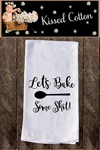 Let's Bake Some Shit! Funny Dish Towels , Funny Tea Towels , Flour Sack Towel Kitchen Decore, Custom, Tea Towel, Kitchen Dishcloth , Dishtowel Dish Towel {KC000207}