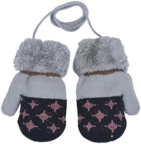 Feteso Baby Girls Boys Knitted Gloves Thick Liner Gloves Mittens With String