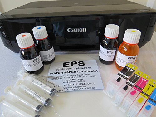 EDIBLE IMAGE PRINTER KIT - CANON MG5750 PRINTER, EDIBLE INK REFILLABLE CARTRIDGES, EDIBLE INK & WAFER PAPER