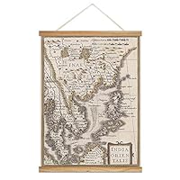 Hanging Poster with Wood Frames Rustic Map Canvas Artwork Wall Picture Home Decoration - 18
