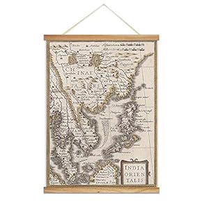 Hanging Poster with Wood Frames Rustic Map Canvas Artwork Wall Picture Home Decoration - 18"x24" inches