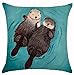 Adorable Animal Cute Otter Couple Lying On The River Cotton Linen Throw Pillow Case Cushion Cover New Home Office Decorative Square 18X18 Inches