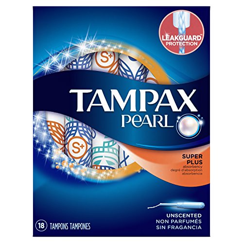 Tampax Pearl Plastic, Super Plus Absorbency, Unscented Tampons, 18 Count