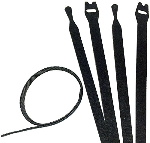 24" Long Hook & Loop Wrap Cable Ties - 5 Pieces - Color Black