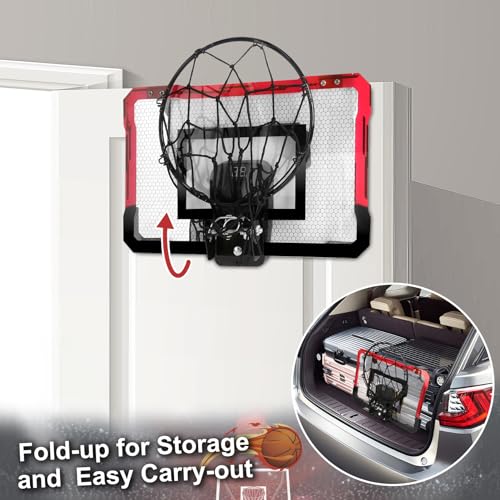 Yimore Children's Basketball Hoop, Indoor Outdoor Basketball Basket for Children Toy with 4 Balls Net and Pump for 5 6 7 8 9 10 11 Year Old Boys (Red)