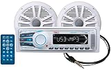 BOSS Audio Systems MCK1308WB.6 Receiver Speaker Package, Bluetooth, MP3 USB SD AM FM Marine Stereo, Detachable Front Panel, Wireless Remote - - no CD DVD, 2 6.5 Inch Speakers, Antenna