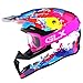 GLX Youth & Kids Motocross/ATV/Dirt Bike 3-pc Gear Combo Set - Helmet, Gloves & Goggles - DOT Certified (Large, Graffiti Pink & White)