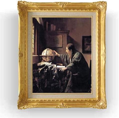 フェルメール 天文学者 F6 油絵直筆仕上げ 絵画 6号 複製画 ゴールド額縁