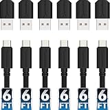 Sabrent [6-Pack] 22AWG Premium 6ft USB-C to USB A 2.0 Sync and Charge Cables [Black] (CB-C6X6)